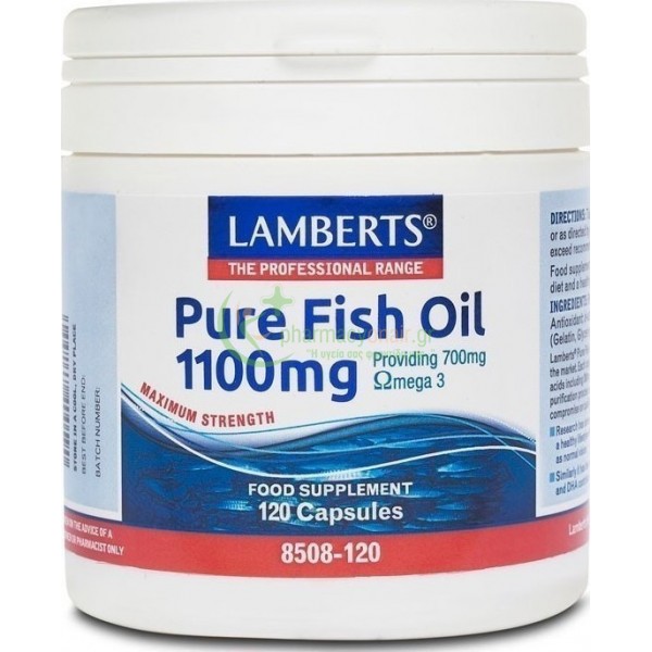 LAMBERTS - Pure Fish Oil 1100mg caps 120s Νοητική Υγεία - Ενίσχυση Μνήμης - Συγκέντρωση LAMBERTS - Pure Fish Oil 1100mg caps 120s Νοητική Υγεία - Ενίσχυση Μνήμης - Συγκέντρωση