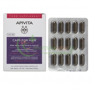 APIVITA - Κάψουλες για Υγιή Μαλλιά & Νύχια με Ιπποφαές, Ψευδάργυρος & Βιοτίνη caps 30s Αντιμετώπιση Τριχόπτωσης
