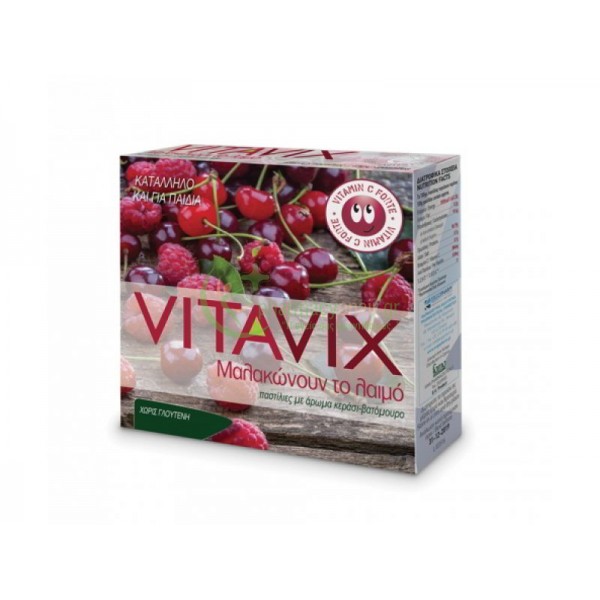 ERGOPHARM - Vitavix Παστίλιες με Κεράσι-Βατόμουρο για παιδιά 45gr Καραμέλες - Παστίλιες για το Λαιμό ERGOPHARM - Vitavix Παστίλιες με Κεράσι-Βατόμουρο για παιδιά 45gr Καραμέλες - Παστίλιες για το Λαιμό