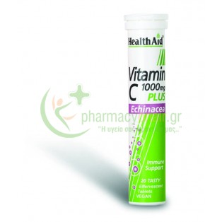 HEALTH AID - Vitamin C 1000mg + Echinacea αναβράζοντα tabs 20s (Γεύση Λεμόνι) Ενίσχυση Άμυνας Οργανισμού