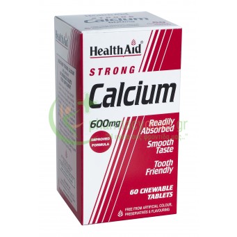 HEALTH AID - Calcium Strong 600mg chewable tabs 60s (Μασώμενα Δισκία)