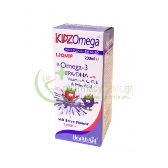 HEALTH AID - KIDZ Omega with Vitamins liquid 200mL (Πόσιμο με Γεύση Βατόμουρο)