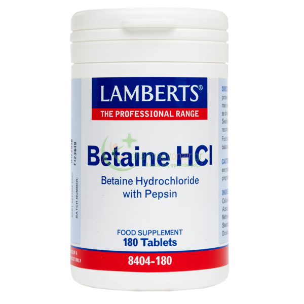 LAMBERTS - Betaine HCL 324mg tabs 180s Μετεωρισμός (φουσκώματα)