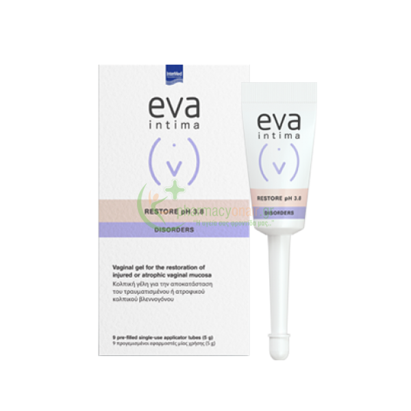 INTERMED - Eva Restore Gel Κολπική Γέλη με Υαλουρονικό Οξύ 9τμχ x 5gr Ενυδάτωση Ευαίσθητης Περιοχής