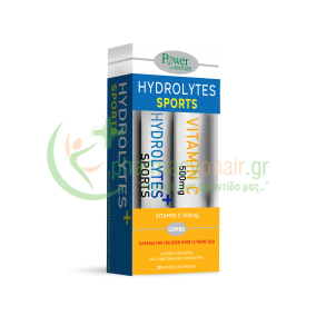 POWER HEALTH - Hydrolytes Sports με ΣΤΕΒΙΑ tabs 20s ( Αναβράζοντα Δισκία ) & ΔΩΡΟ Βιταμίνη C 500mg αναβράζοντα tabs 20s