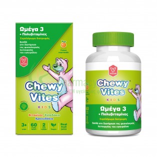 VICAN - Chewy Vites Ωμέγα 3 + Πολυβιταμίνες μασώμενα ζελεδάκια 60s Παιδικές Βιταμίνες