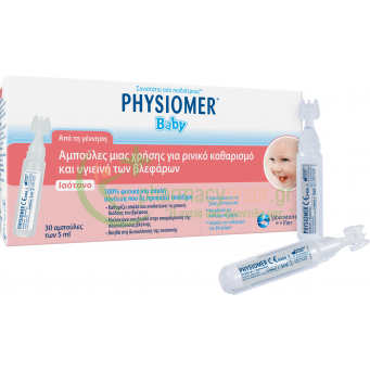 PHYSIOMER - Baby Υγιεινή - Ενεργή Πρόληψη για Ρινική και Οφθαλμική Χρήση Αμπούλες 30 x 5mL