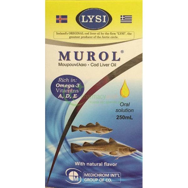 MEDICHROM - Murol Μουρουνέλαιο με Γεύση Πορτοκάλι 250mL Χοληστερίνη - Λιπίδια MEDICHROM - Murol Μουρουνέλαιο με Γεύση Πορτοκάλι 250mL Χοληστερίνη - Λιπίδια