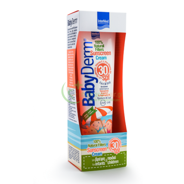 INTERMED - BabyDerm Sunscreen Cream SPF30 100% Natural Filters 300mL Βρεφικά Αντηλιακά INTERMED - BabyDerm Sunscreen Cream SPF30 100% Natural Filters 300mL Βρεφικά Αντηλιακά