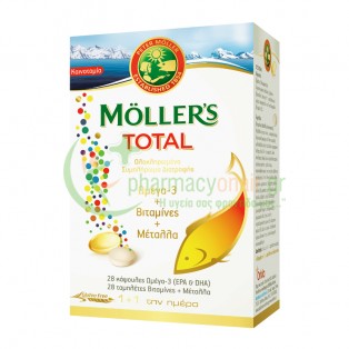MOLLER'S - Total Ωμέγα-3 & Βιταμίνες & Μέταλλα caps 28s (Ωμέγα-3) & tabs 28s (Βιταμίνες & Μέταλλα)