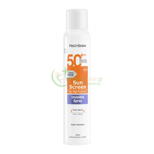 FREZYDERM - Sun Screen Invisible Spray SPF50+ 150mL + 50mL Free Αντηλιακά Σώματος