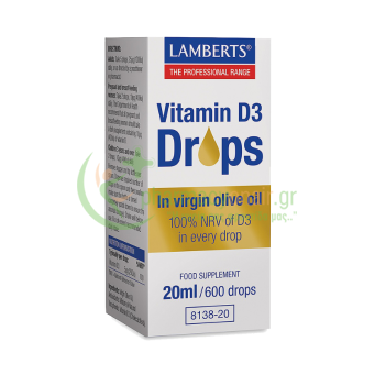 LAMBERTS - Vitamin D3 Drops in Virgin Olive Oil 20mL