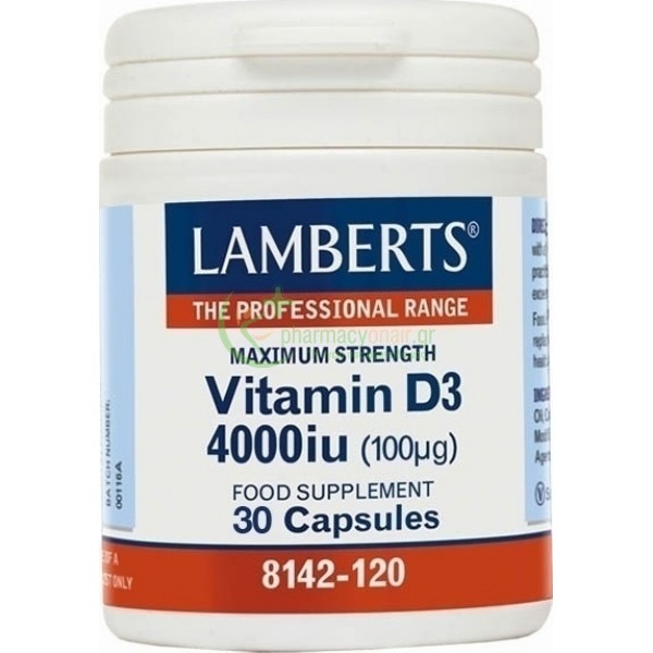LAMBERTS - Vitamin D3 4000iu caps 30s Βιταμίνες D