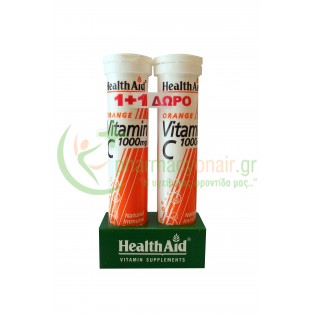 HEALTH AID - Vitamin C 1000mg Orange 20 Αναβράζοντα Δισκία 1+1 ΔΩΡΟ