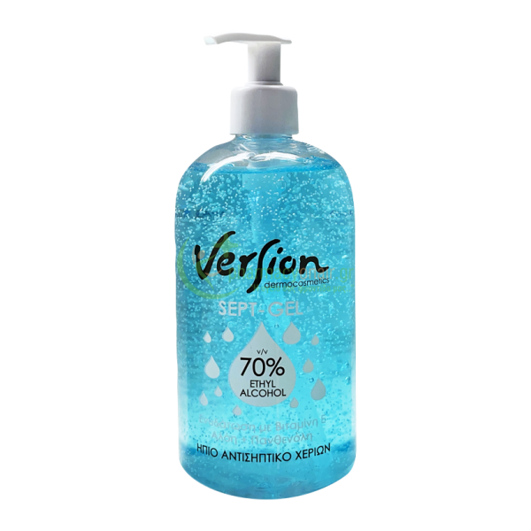 VERSION - Sept Gel Ήπιο Αντισηπτικό Χεριών 70% Αιθυλική Αλκοόλη 500mL Αντισηπτικά