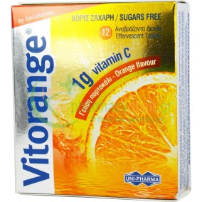 UNIPHARMA - Vitorange Vitamin C 1g tabs 12s (Αναβράζοντα Δισκία)