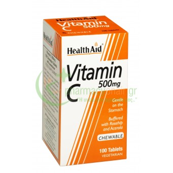 HEALTH AID - Vitamin C 500mg Chewable with Rosehip & Acerola tabs 100s (Μασώμενα Δισκία)