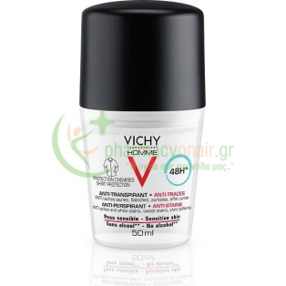 VICHY - Homme Antitranspirante Αποσμητικό 48H Προστασία Χωρίς Αλκοόλ Roll-On 50mL Αποσμητικά
