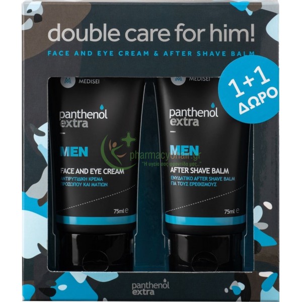 MEDISEI - Panthenol Extra Men Face And Eye Cream 75mL & Panthenol Extra Men After Shave Balm 75mL Περιποίηση Ματιών