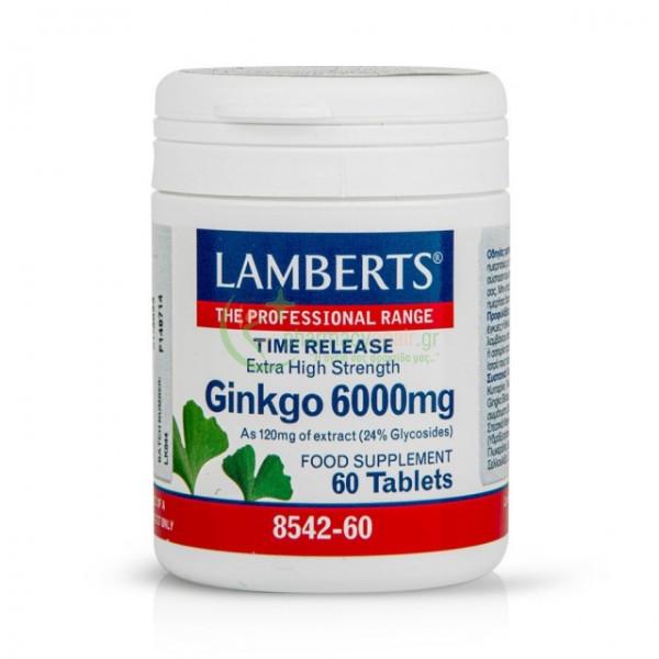 LAMBERTS - Ginkgo 6000mg tabs 60s Νοητική Υγεία - Ενίσχυση Μνήμης - Συγκέντρωση