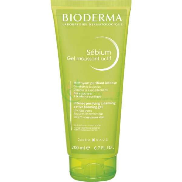BIODERMA - Sebium Gel Moussant Actif 200mL Καθαρισμός προσώπου - Ντεμακιγιάζ
