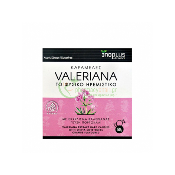 INOPLUS - Valeriana Καραμέλες με Γεύση Πορτοκάλι 50gr Καραμέλες - Παστίλιες για το Λαιμό