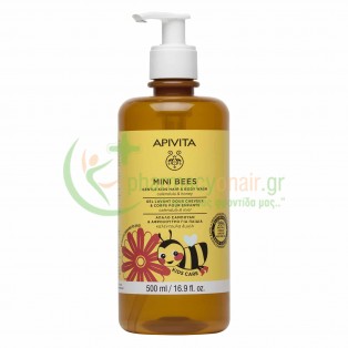 APIVITA - Mini Bees Απαλό Σαμπουάν & Αφρόλουτρο για Παιδιά με Καλέντουλα & Μέλι 500mL