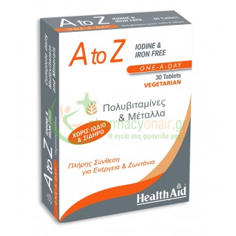 HEALTH AID - A to Z Iodine & Iron Free tabs 30s