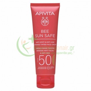 APIVITA - Bee Sun Safe Κρέμα Προσώπου Κατά των Πανάδων & Ρυτίδων με Χρώμα- Golden SPF50 με Θαλάσσια Φύκη & Πρόπολη Αντιηλιακά Προσώπου