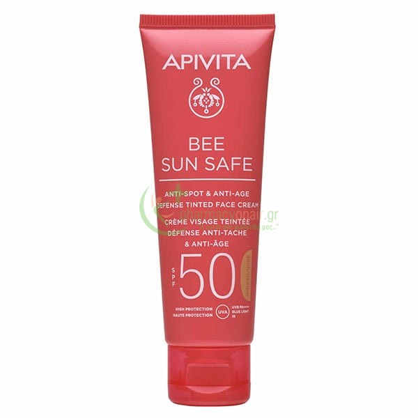 APIVITA - Bee Sun Safe Κρέμα Προσώπου Κατά των Πανάδων & Ρυτίδων με Χρώμα- Golden SPF50 με Θαλάσσια Φύκη & Πρόπολη Αντιηλιακά Προσώπου