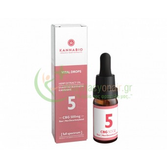 KANNABIO - Vital Drops CBG 5 Πλήρους Φάσματος Raw (500mg/10ml) Oral Spray 10mL