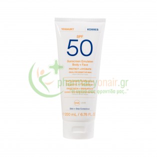 KORRES - Γιαούρτι Αντηλιακό Γαλάκτωμα Σώματος + Προσώπου SPF50 200mL