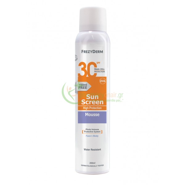FREZYDERM - Sun Screen Mousse Face & Body SPF30 200mL Αντιηλιακά Προσώπου FREZYDERM - Sun Screen Mousse Face & Body SPF30 200mL Αντιηλιακά Προσώπου