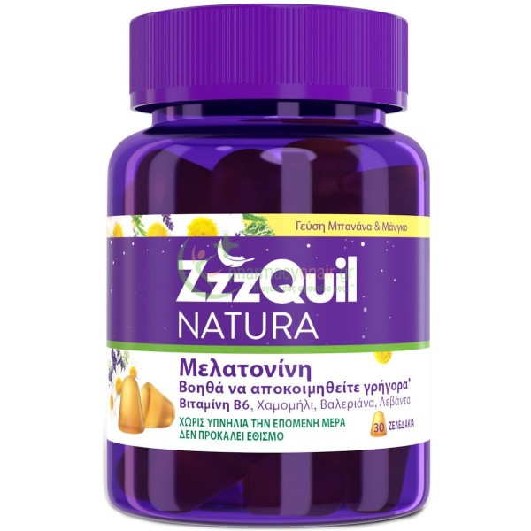 ZZZQUIL - Natura Μελατονίνη Γεύση Μάνγκο & Μπανάνα tabs 30s (Μασώμενα Δισκία) Αυπνία