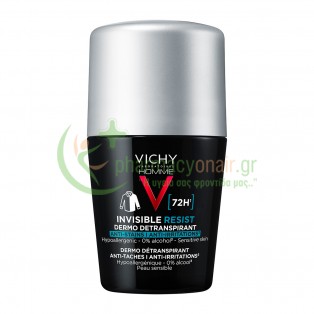 VICHY - Homme Αποσμητικό Invisible Resist 72H Προστασία Roll-On 50mL Αποσμητικά