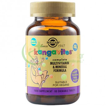 SOLGAR - Kangavites Multivitamin & Mineral Formula chewable tabs 60s (Μασώμενες Ταμπλέτες με Γεύση Bouncing Berry)