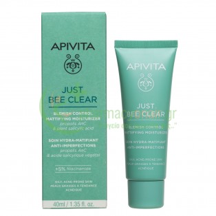 APIVITA - Just Bee Clear Κρέμα Κατά των Ατελειών με Propolis AmC & Φυτικό Σαλικυλικό Οξύ 200mL Ενυδάτωση - Λάμψη