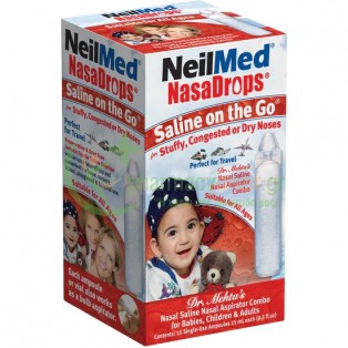 NEILMED - NasaDrops Saline on the Go - Ρινικές Αμπούλες 15x15mL Αποσυμφορητικά