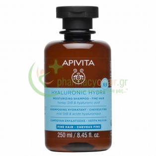 APIVITA - Hyaluronic Hydra Σαμπουάν Ενυδάτωσης για Λεπτά Μαλλιά με Μέλι StB & Υαλουρονικό Οξύ 250mL Σαμπουάν - Conditioner Μαλλιών