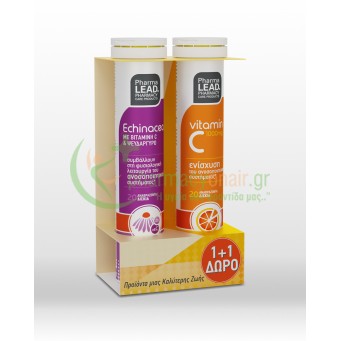 PHARMALEAD - Echinacea με Γεύση Λεμόνι αναβράζοντα tabs 20s + ΔΩΡΟ Vitamin C 1000mg με Γεύση Πορτοκάλι αναβράζοντα tabs 20s