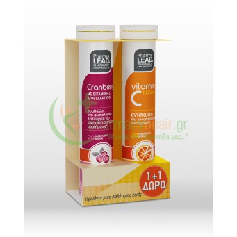 PHARMALEAD - Cranberry με Γεύση Πορτοκάλι αναβράζοντα tabs 20s + ΔΩΡΟ Vitamin C 1000mg με Γεύση Πορτοκάλι αναβράζοντα tabs 20s
