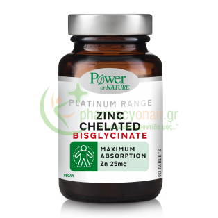 POWER HEALTH - Platinum Range Zinc Chelated Bisglycinate 25mg tabs 90s Αντιμετώπιση Τριχόπτωσης