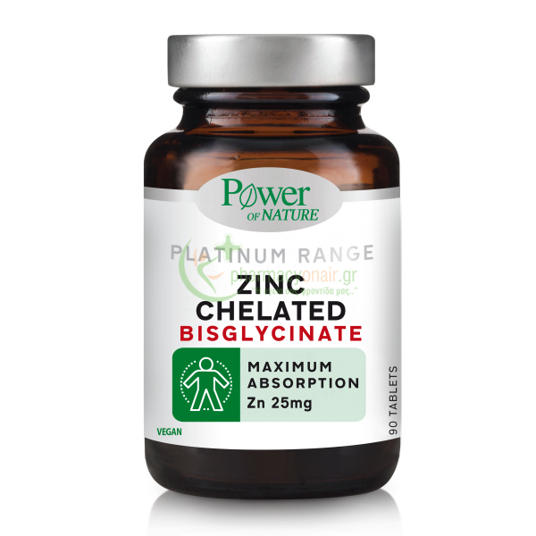 POWER HEALTH - Platinum Range Zinc Chelated Bisglycinate 25mg tabs 90s Αντιμετώπιση Τριχόπτωσης