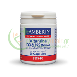 LAMBERTS - Vitamins D3 2000iu and K2 90μg caps 60s