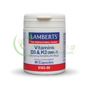 LAMBERTS - Vitamins D3 2000iu and K2 90μg caps 90s