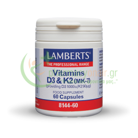 LAMBERTS - Vitamins D3 1000iu and K2 90μg caps 60s