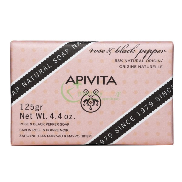 APIVITA - Natural Soap Σαπούνι με Τριαντάφυλλο & Μαύρο Πιπέρι 125gr ΓΥΝΑΙΚΑ