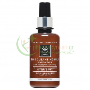 APIVITA - Cleansing Γαλάκτωμα Καθαρισμού 3 σε 1 Πρόσωπο Μάτια Ντεμακιγιάζ με Χαμομήλι & Μέλι 200mL