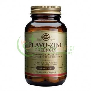SOLGAR - Flavo-Zinc 23mg lonzeges 50s (Μασώμενα Δισκία) Πονόλαιμοι - Βήχας