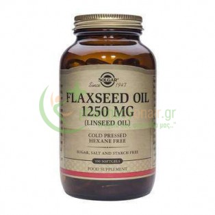 SOLGAR - Flaxseed Oil (Cold Pressed) 1250mg softgels 100s Εμμηνόπαυση